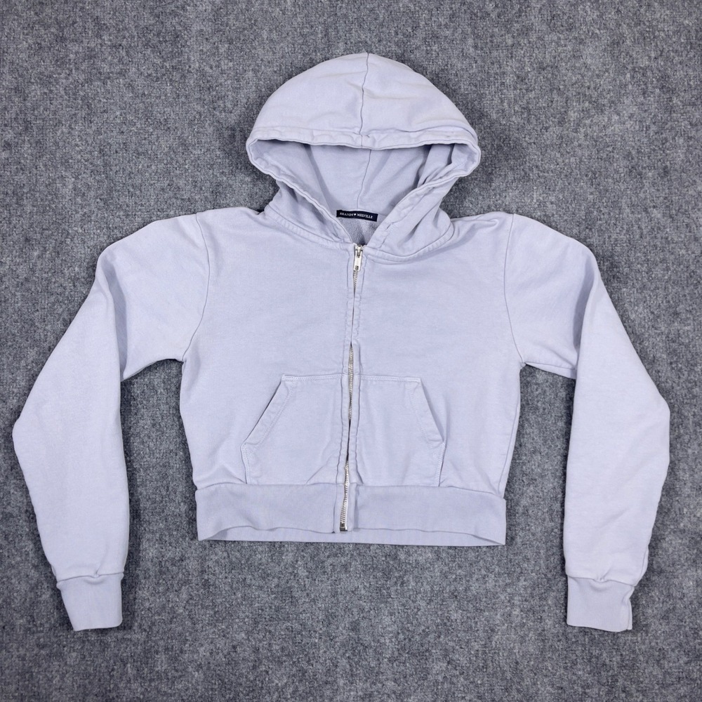 Brandy Melville Crystal Hoodie Womens One Size Purple‎ Cropped Full Zip Jacket